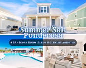 Ponderosa @ Summer Salt" | Resort Style Pool*Walk To Beach & Restaurants*Lake*Firepit*Putting Green*4BR*Sleeps 16