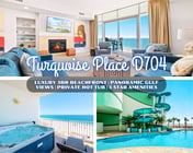 Turquoise Place #D704" | Luxury Beachfront 3BR*Stunning 7th Floor Gulf Front Views*Private Hot Tub*5 Star Amenities*Lazy River*Water Slide*Putting Green*On Site Restaurants*Sleeps 8
