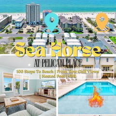 Sea Horse @ Pelican Place" | Front Row Cottage | 100 Steps From Beach | Gulf Views | Heated Pool | 4 BR | Sleeps 12