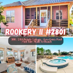 The Rookery II #2801" | Cute 3BR Beach Cottage*Pool*Hot Tub*Walk To Beach*Golf Cart Friendly