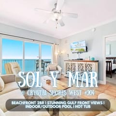 Sol Y Mar @ Crystal Shores West #904" | Beachfront 2BR*Panoramic Gulf Front Views*Indoor (Heated)/Outdoor Pool*Hot Tub*Gym*Sleeps 8