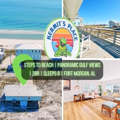 Kermit's Place" | Almost Beachfront 2BR Home*Gulf Views*3 Minute Walk To Beach