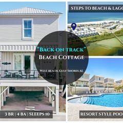 “Back On Track”| Steps To Beach & Lagoon, Pool, West Side Cottages