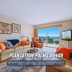 Plantation Palms #6409" | Beachfront 2BR | Indoor/Outdoor Pools + Hot Tub | Amenities Galore | On Site Dining | Sleeps 6
