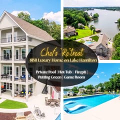 Chef's Retreat @ 604 Bayshore" | Luxury Lakefront Home On Lake Hamilton*Private Pool &  Hot Tub*Firepit*Boat Slip*Game Room*Putting Green*Sleeps 26