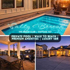 Salty Breeze" | The Beach Club | Cottage #61 | Private Pool | Walk To Beach | Water Views | Luxury 4BR | Premium Amenities | Firepit | Sleeps 16