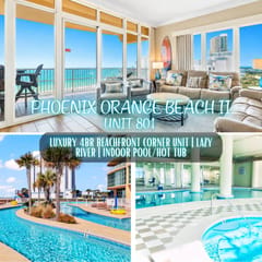 Phoenix Orange Beach II #801" | Luxury Beachfront 4BR Corner Unit | Sweeping Gulf Views | Lazy River | Water Slide | Indoor Pool & Hot Tub | Gym | Sleeps 14