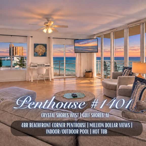 Penthouse #1401" | Crystal Shores West | Luxury 4BR Corner Beachfront Penthouse | Insane Gulf Views | Indoor/Outdoor Pool | Hot Tub | Gym | Sleeps 14 - Image 1